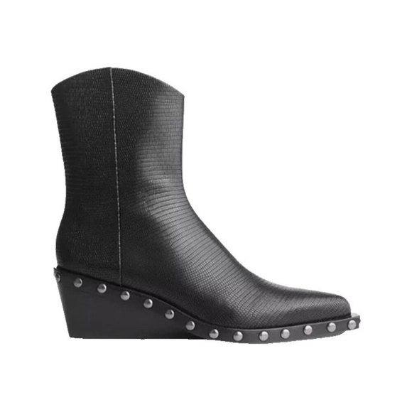 Rag & Bone santiago mid boots Womens black Lizard-embossed calf Size EU 40/US9.5 - Picture 6 of 16
